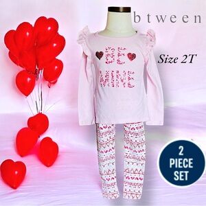 Btween Toddler Girl’s Valentine's Top and Printed Legging, 2-Piece